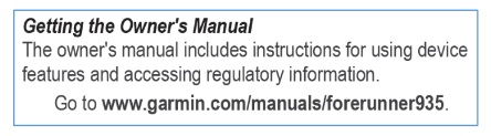 Garmin FR935 owners manual